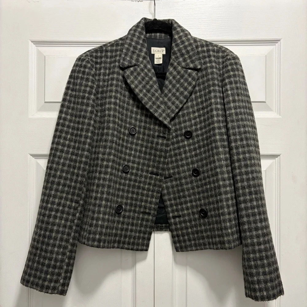 J.Crew Double-Breasted Wool Blend Plaid Jacket 2